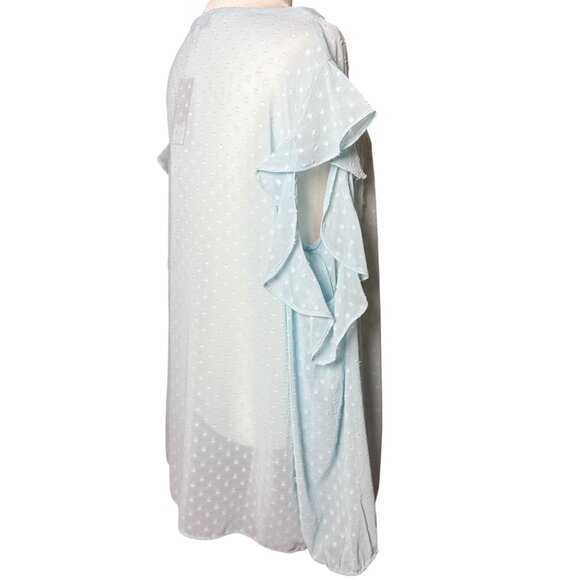 NEW Libby Edelman Womens XL Blue Swiss Dot Blouse Cold Sholder Summer top Boho - Picture 7 of 14